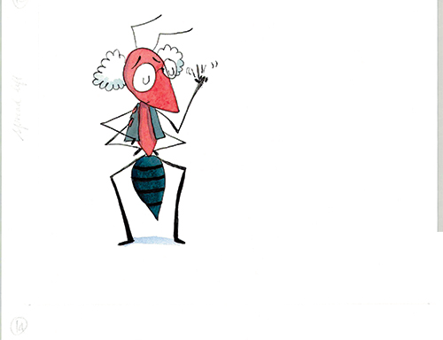 The Ant and the Pen - book illustration - Scientific ant not so impressed at Ant's emotions running away with him