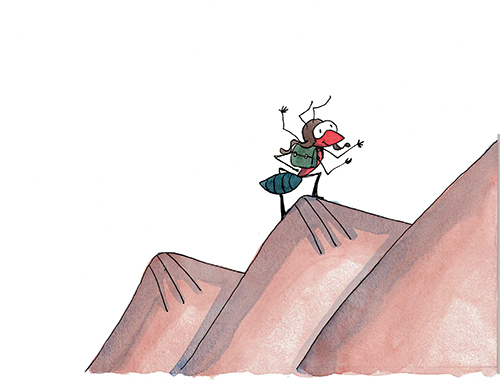 The Ant and the Pen - book illustration - Exploring ant scrambling all over the area