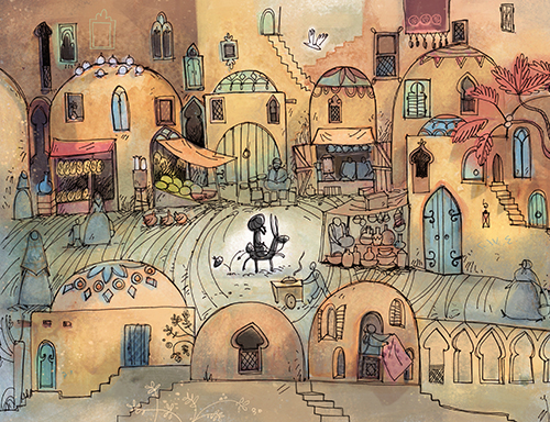 The Onion - book illustration - Traveller dropped an onion in the town main square