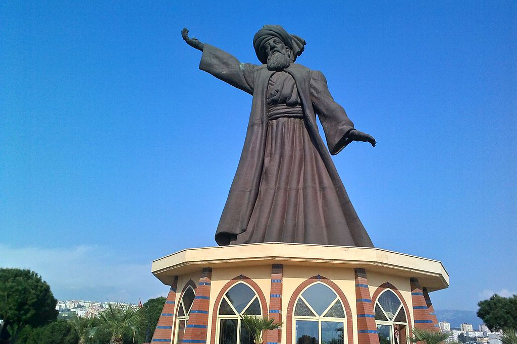 A statue of Jalaluddin Rumi, founder of the Order of the Whirling Dervishes, in Izmir, Turkey.