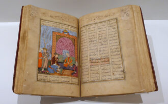 A 16th century manuscript of Jalalludin Rumi's Masnavi-e-Manavi (Spiritual Couplets), from Iran, ink, watercolour and gold on paper.