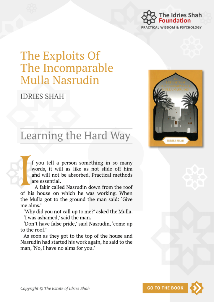 Learning the Hard Way from The Exploits of the Incomparable Mulla Nasrudin