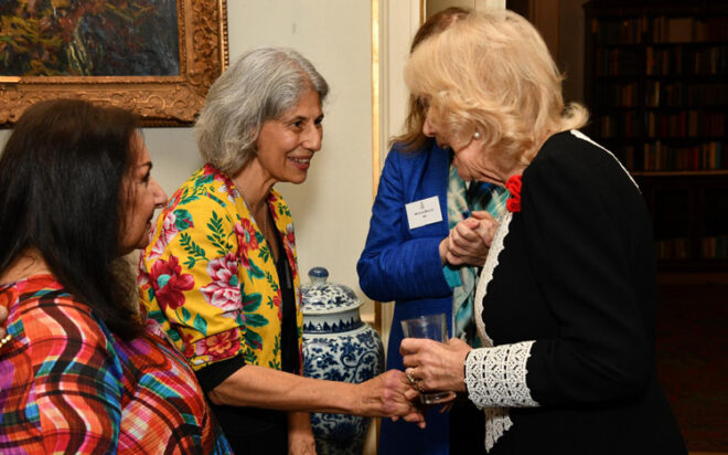 Saira Shah, ISF trustee, with Her Majesty, Queen Camilla